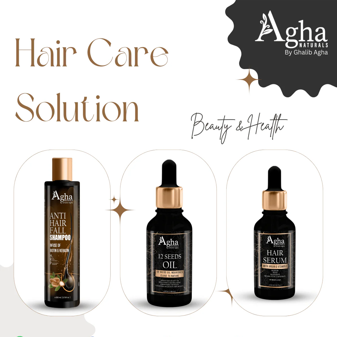3-in-1 Hair Strength & Growth Bundle – Shampoo, 12 Seeds Oil & Smoothing Serum
