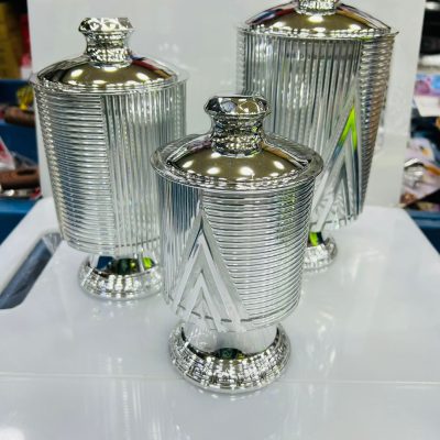 ACRYLIC SPICE AND GROCERIES JAR 3 - Pcs set - SILVER