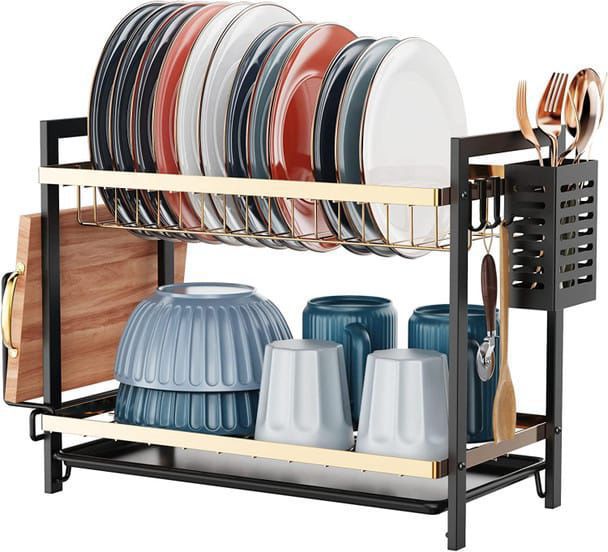 MAGNETIC STEEL WITH GOLDEN/BLACK NEW STYLE DISH RACK FANCY (3 layer) - Image 5