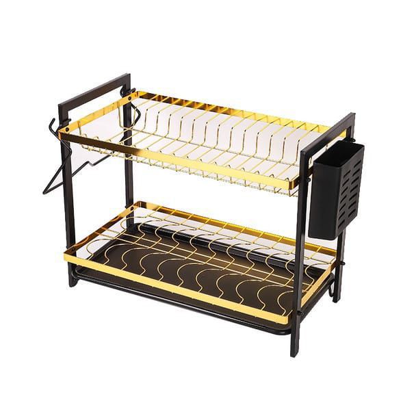 MAGNETIC STEEL WITH GOLDEN/BLACK NEW STYLE DISH RACK FANCY (3 layer) - Image 4