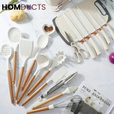 SILICONE KITCHENWARE SET 19 PCS WITH CUTTING