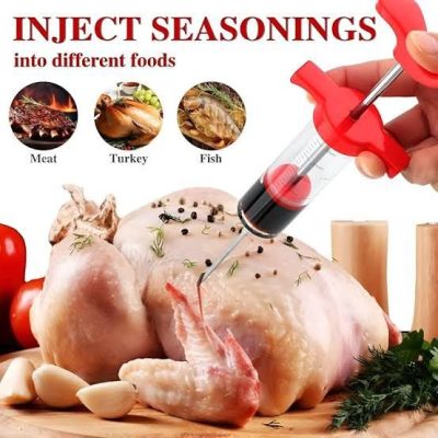 Meat Injector Syringe Portable Turkey Injector kit for Turkey Smoked BBQ