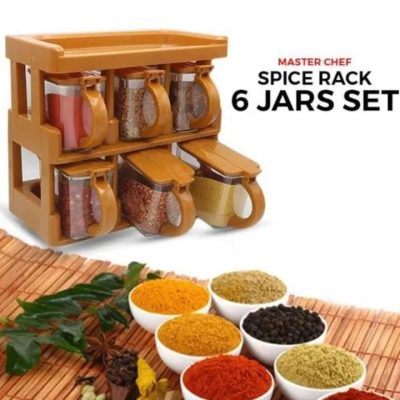 Master Chef Spice Rack With 6 Jars Set