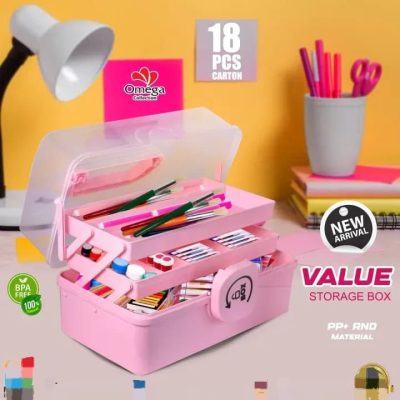 3-Layer Value Storage Box, a multi-purpose organizer designed for cosmetics, stationery, or jewelry