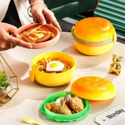 3 Layer Burger Shape Lunch box high quality